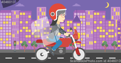 Image of Woman riding motorcycle vector illustration.