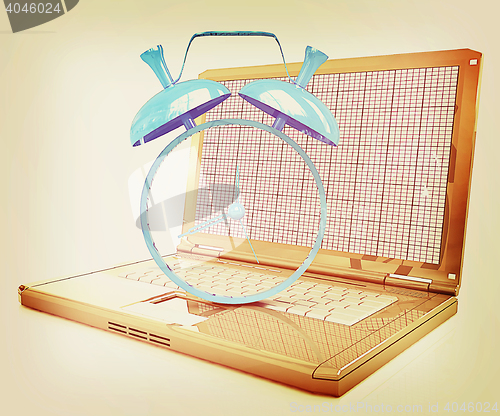 Image of Notebook and clock . 3D illustration. Vintage style.