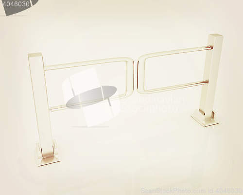 Image of Three-dimensional image of the turnstile. 3D illustration. Vinta