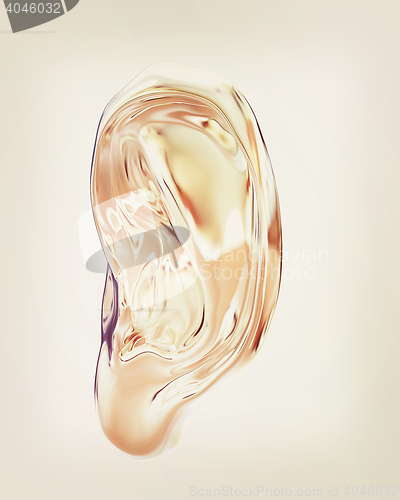 Image of Ear metal. 3D illustration. Vintage style.