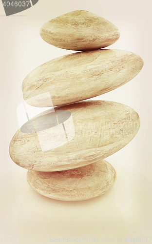 Image of Glossy spa stones. 3d icon . 3D illustration. Vintage style.