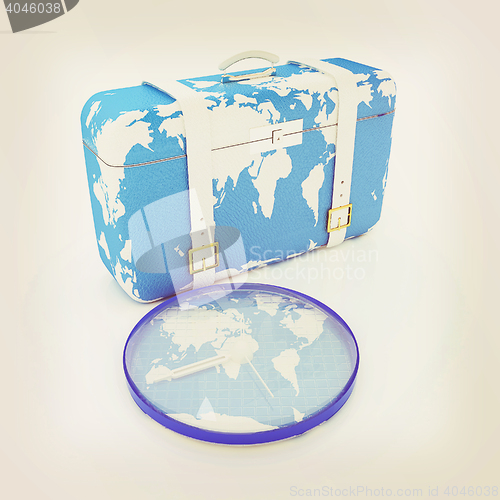 Image of Suitcase for travel. 3D illustration. Vintage style.