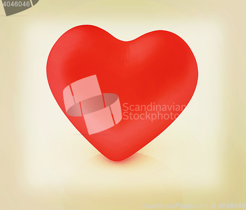 Image of red heart. 3D illustration. Vintage style.