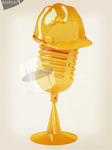Image of New 3d concept of technology education with microphone and hard 