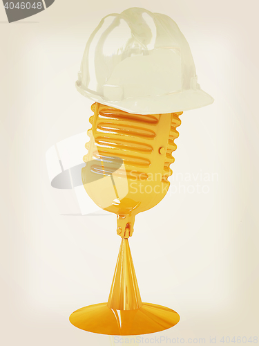 Image of New 3d concept of technology education with microphone and hard 