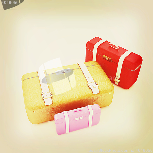 Image of Traveler\'s suitcases. 3D illustration. Vintage style.