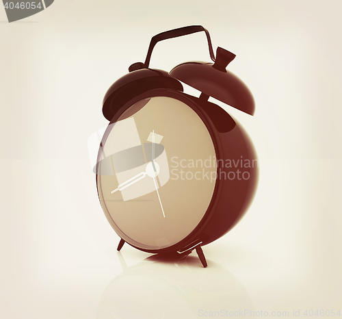 Image of alarm clock . 3D illustration. Vintage style.