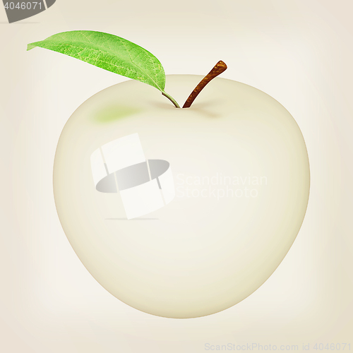 Image of Metall apple isolated on white background . 3D illustration. Vin