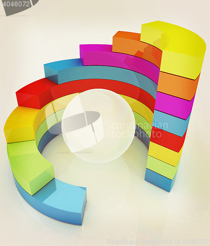 Image of Abstract colorful structure with ball in the center . 3D illustr