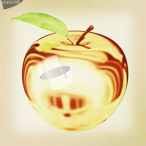 Image of Gold apple isolated on white background. Series: Golden apple un