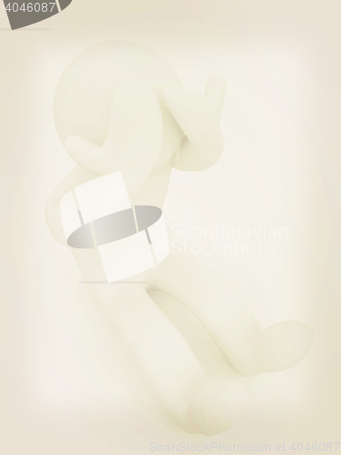 Image of 3d personage with hands on face on white background. Series: hum