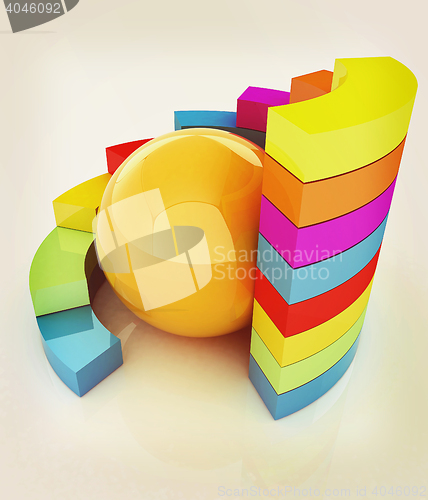 Image of Abstract colorful structure with ball in the center . 3D illustr