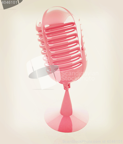 Image of 3d rendering of a microphone. 3D illustration. Vintage style.