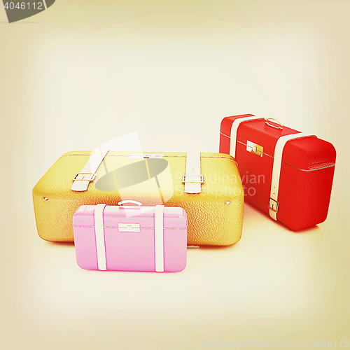 Image of Traveler\'s suitcases. 3D illustration. Vintage style.