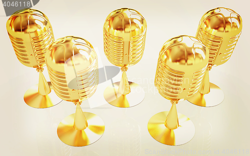 Image of 3d rendering of a microphones. 3D illustration. Vintage style.
