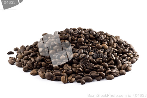 Image of Nice pile of coffee beans isolated on white background