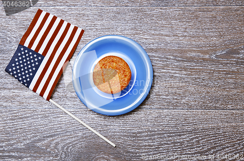 Image of US flag and festive cake