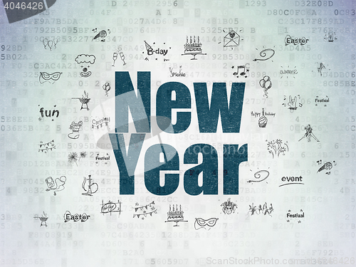 Image of Entertainment, concept: New Year on Digital Data Paper background