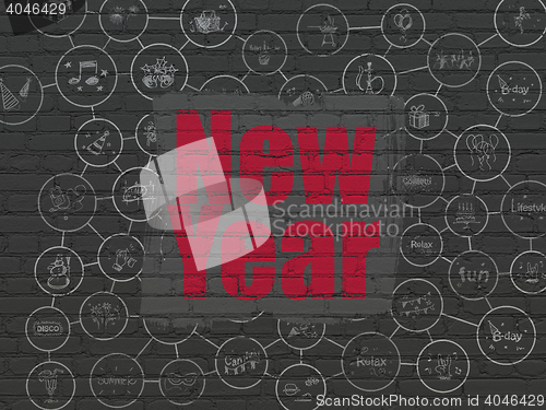 Image of Holiday concept: New Year on wall background