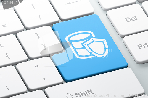 Image of Database concept: Database With Shield on computer keyboard background