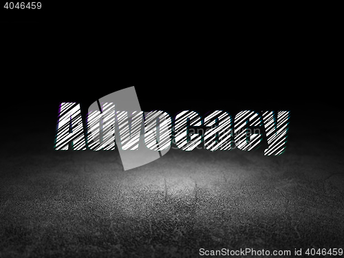 Image of Law concept: Advocacy in grunge dark room