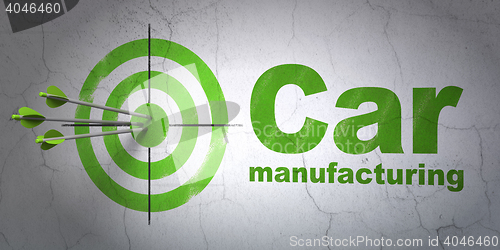 Image of Industry concept: target and Car Manufacturing on wall background