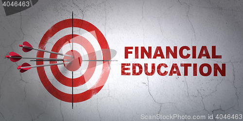 Image of Learning concept: target and Financial Education on wall background
