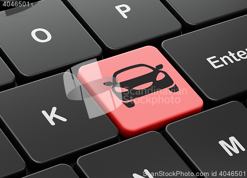 Image of Tourism concept: Car on computer keyboard background