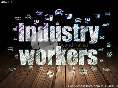 Image of Industry concept: Industry Workers in grunge dark room