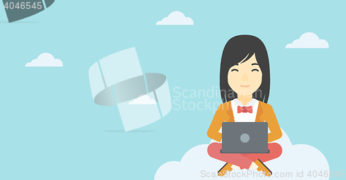 Image of Woman using cloud computing technology.