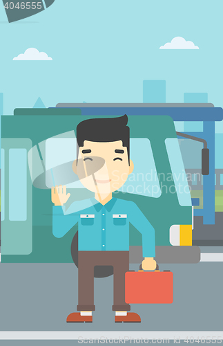 Image of Man travelling by bus vector illustration.