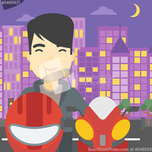 Image of Man in biker helmet vector illustration.