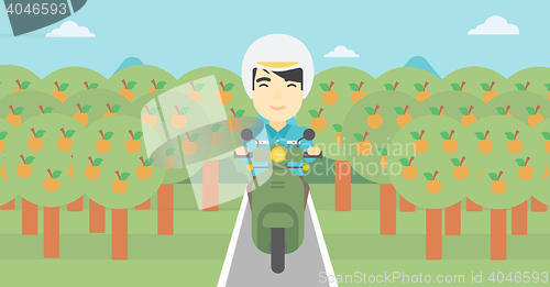 Image of Man riding scooter vector illustration.