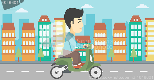 Image of Man riding scooter vector illustration.