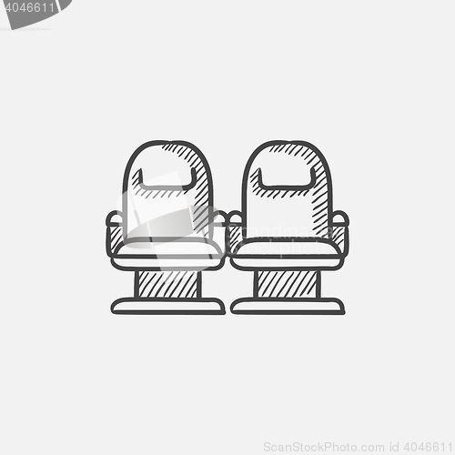 Image of Cinema chairs sketch icon.
