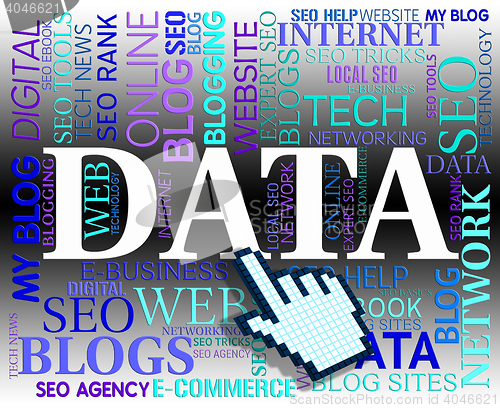 Image of Data Word Represents Web Site And Bytes