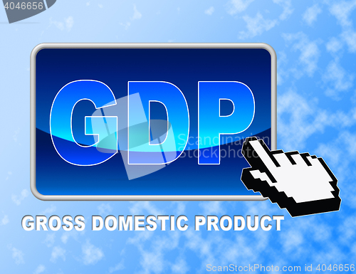 Image of Gdp Button Means Gross Domestic Product And Consumption