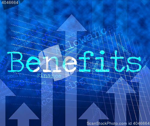 Image of Benefits Word Indicates Reward Words And Wordcloud