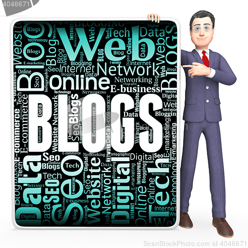 Image of Blogs Sign Indicates Web Site And Blogger