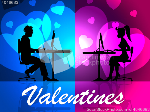 Image of Valentines Online Means Web Site And Boyfriend