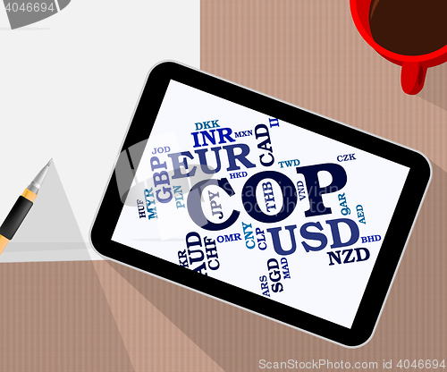 Image of Cop Currency Represents Exchange Rate And Coin