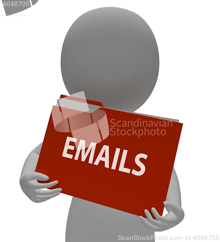 Image of Emails Folder Indicates Mailing Office And Correspondence 3d Ren