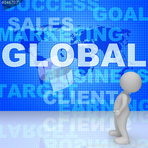 Image of Global Words Shows World Biz And Globalisation 3d Rendering