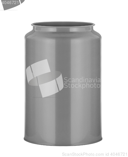 Image of empty transparent metal bottle isolated