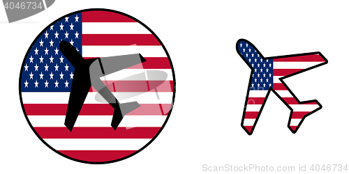 Image of Nation flag - Airplane isolated - USA