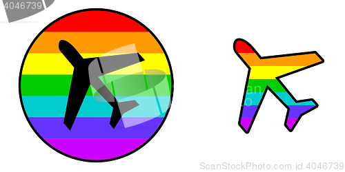 Image of Flag - Airplane isolated - Rainbow flag