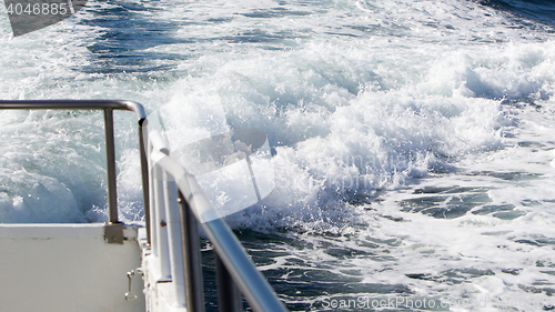 Image of Wave of a ferry ship on the open ocean