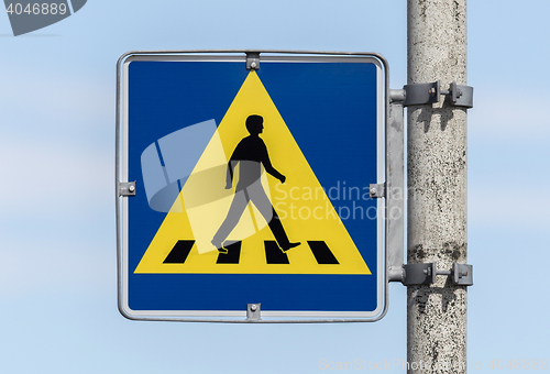 Image of Vintage pedestrian transit traffic sign in Iceland 