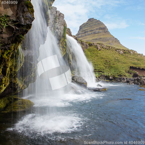 Image of Kirkjufellsfoss waterfall near the Kirkjufell mountain