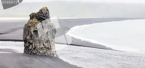 Image of Big rock on the black beach, Iceland